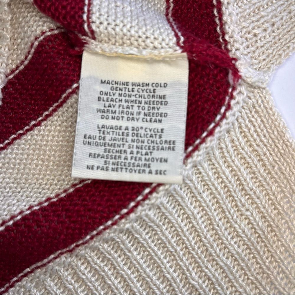 Denim & Supply Ralph Lauren Sz Large Red Cream Stripe Preppy 100% Linen Sweater - Picture 9 of 9